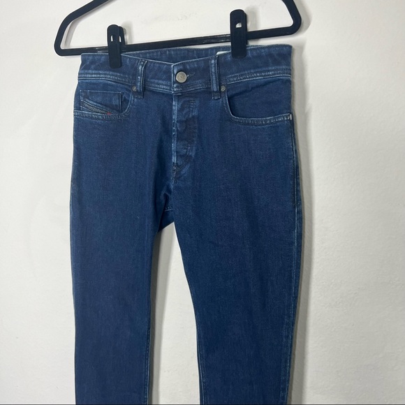 Diesel Sleenker Slim Dark Wash Distressed Hem Skinny Jeans - Picture 5 of 14